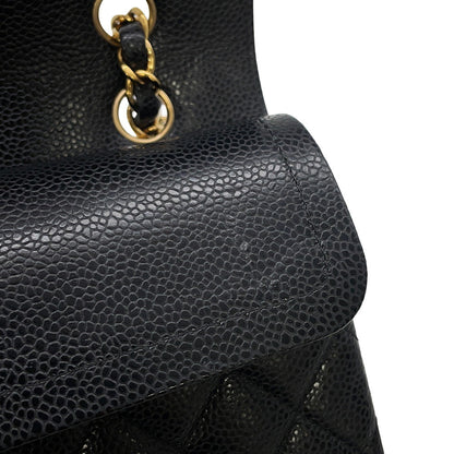 CHANEL Matelasse Double Flap Chain Shoulder Bag BlackA01113 Caviar Leather Size 23