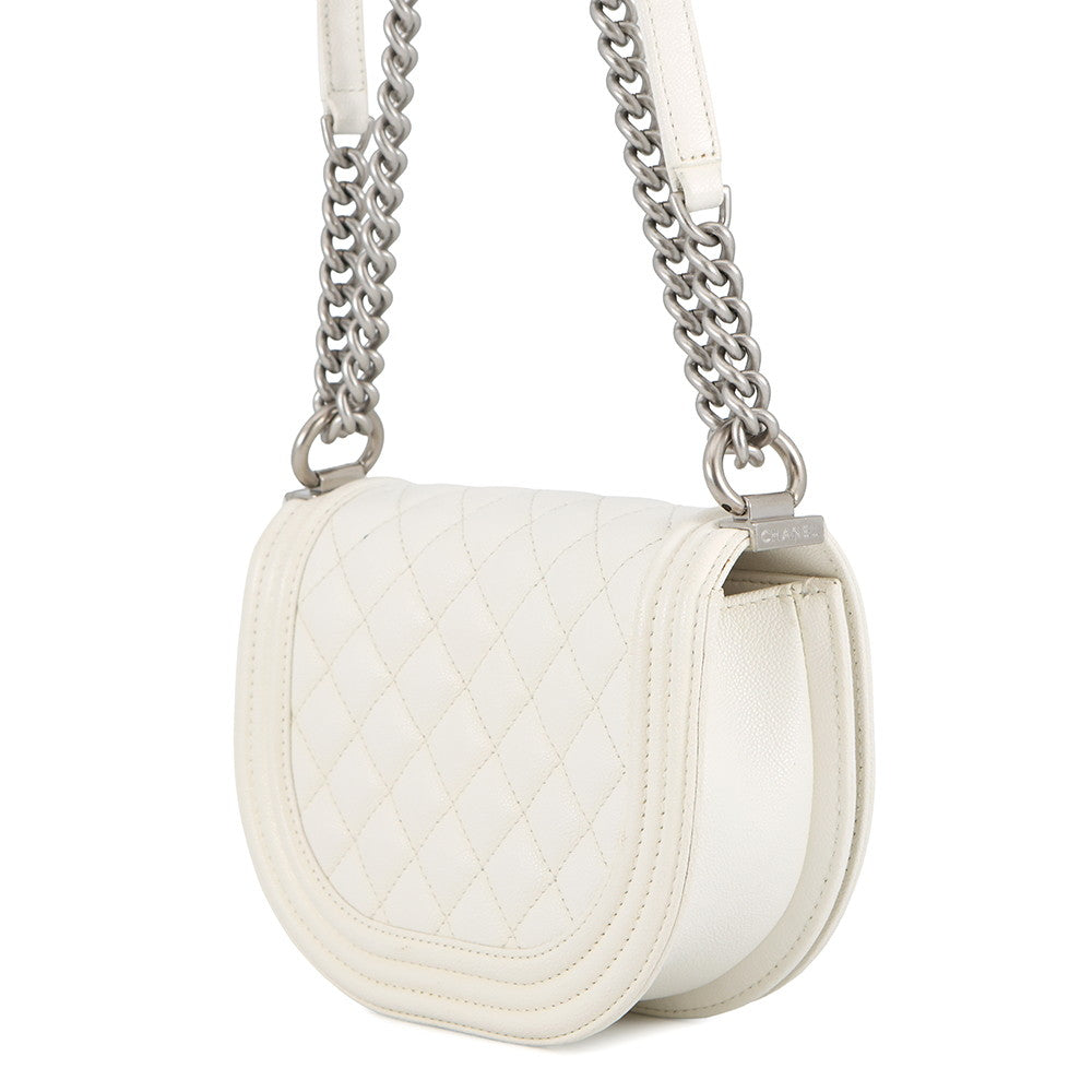 CHANEL Boy Chanel Chain Shoulder Bag WhiteAS3350 Caviar Leather