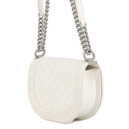CHANEL Boy Chanel Chain Shoulder Bag WhiteAS3350 Caviar Leather