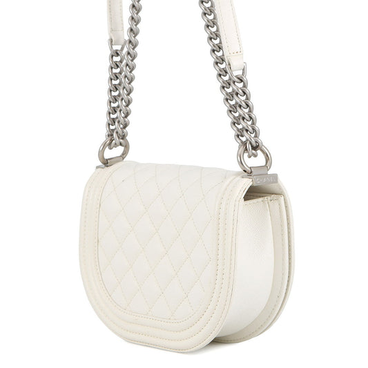CHANEL Boy Chanel Chain Shoulder Bag WhiteAS3350 Caviar Leather