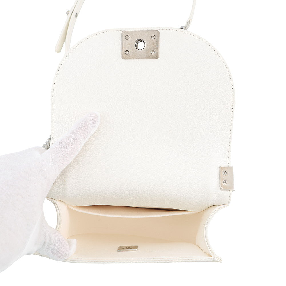 CHANEL Boy Chanel Chain Shoulder Bag WhiteAS3350 Caviar Leather