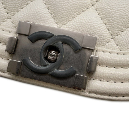 CHANEL Boy Chanel Chain Shoulder Bag WhiteAS3350 Caviar Leather