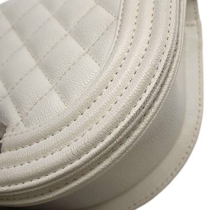 CHANEL Boy Chanel Chain Shoulder Bag WhiteAS3350 Caviar Leather