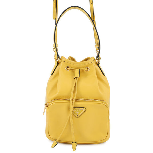 PRADA Duet 2way Bag Yellow1BH038 Calf Leather Saffiano LeatherLeather