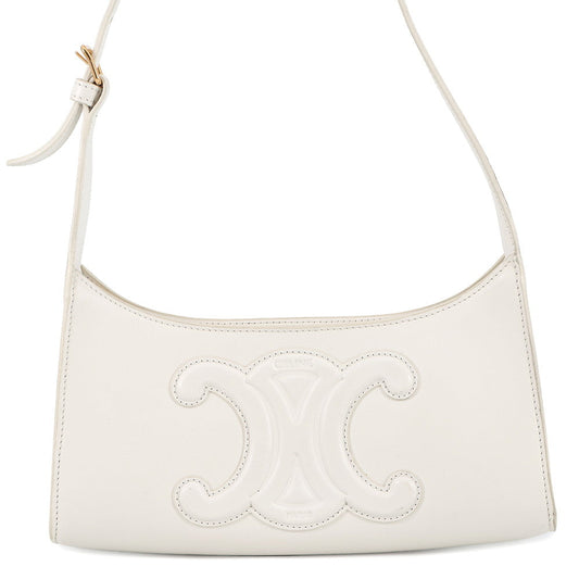 CELINE Cuir Triomphe Shoulder Bag White198153 Leather