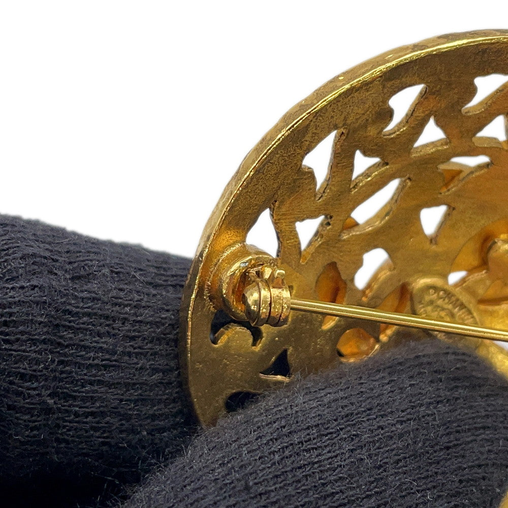 CHANEL CC Logo Brooch Gold Gold Plated
