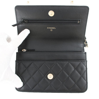 CHANEL Pearl Chain Wallet BlackAP2579 Lambskin