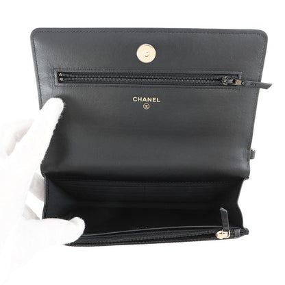 CHANEL Pearl Chain Wallet BlackAP2579 Lambskin