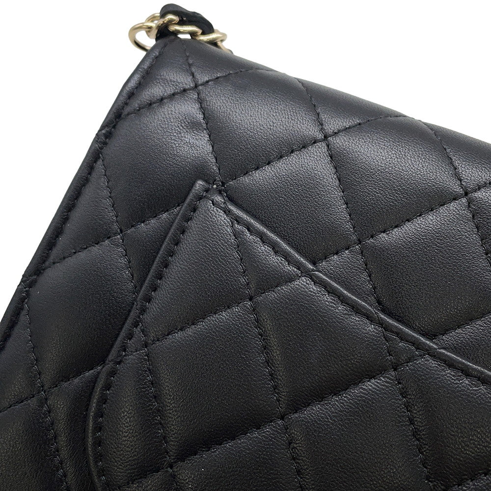 CHANEL Pearl Chain Wallet BlackAP2579 Lambskin