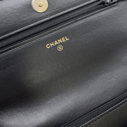 CHANEL Pearl Chain Wallet BlackAP2579 Lambskin