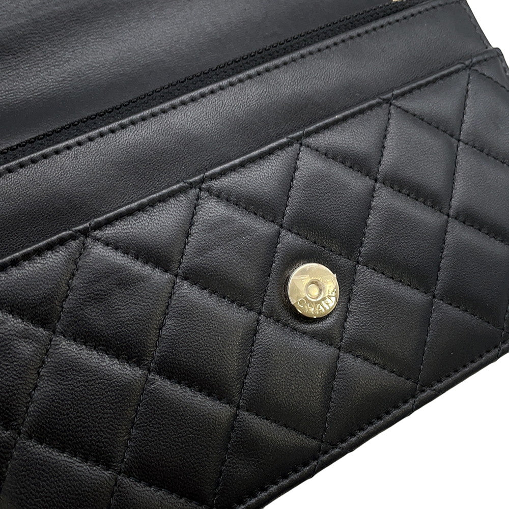 CHANEL Pearl Chain Wallet BlackAP2579 Lambskin