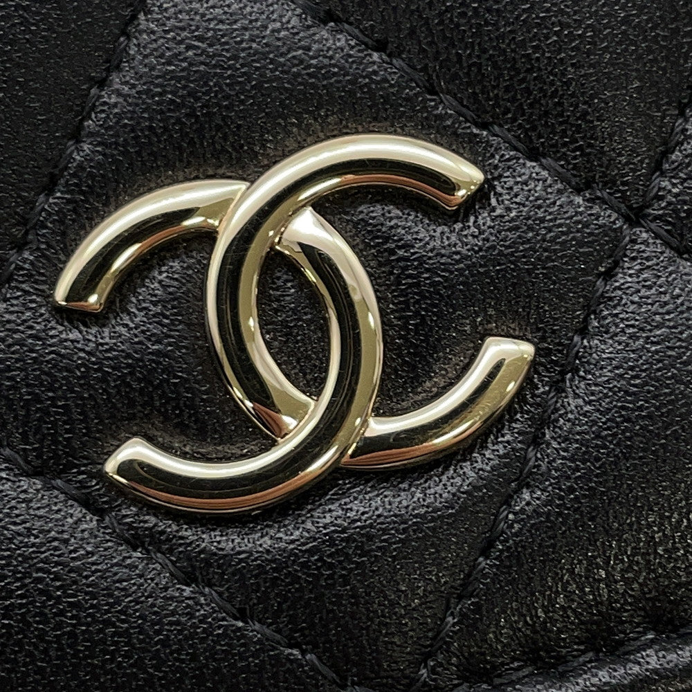CHANEL Pearl Chain Wallet BlackAP2579 Lambskin