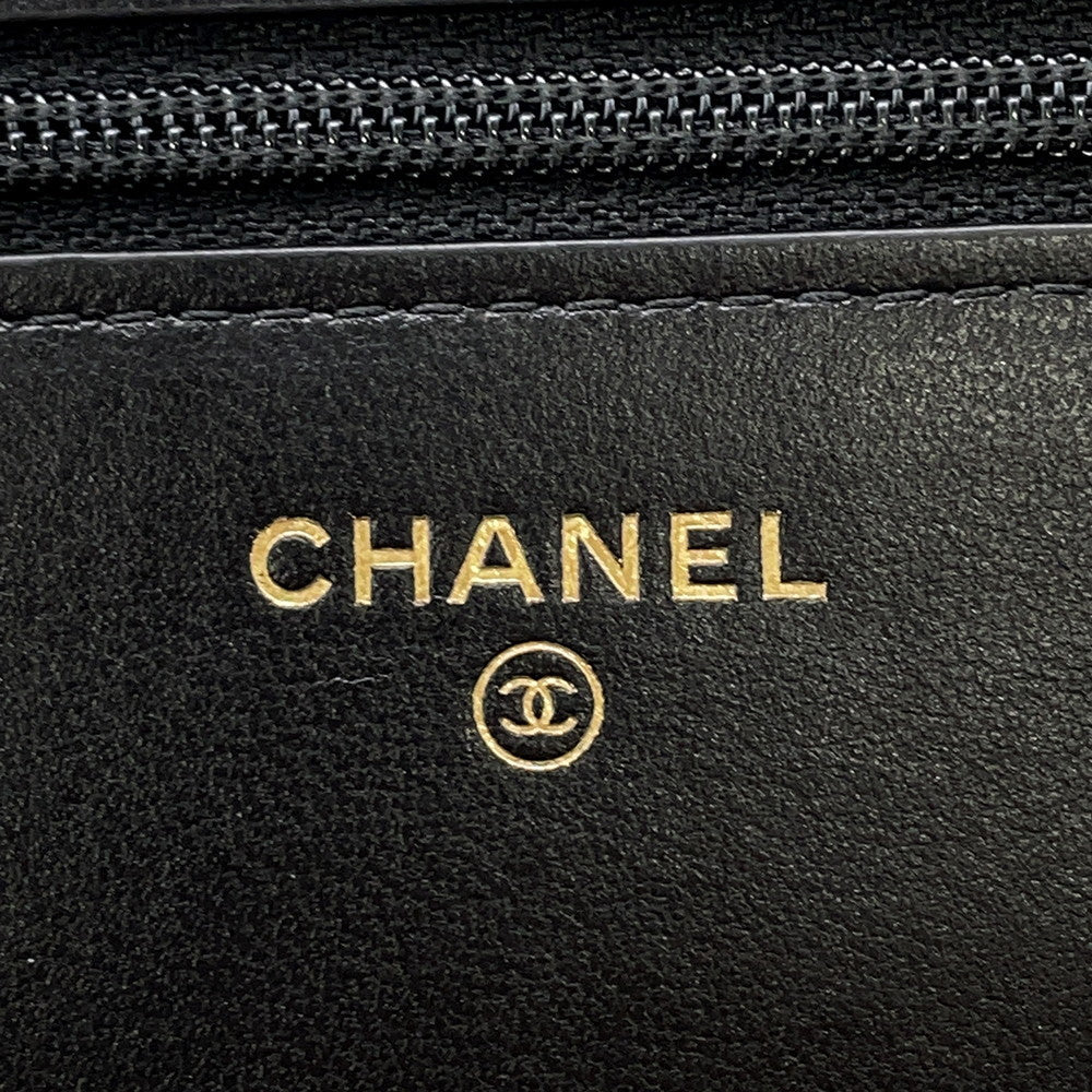 CHANEL Pearl Chain Wallet BlackAP2579 Lambskin