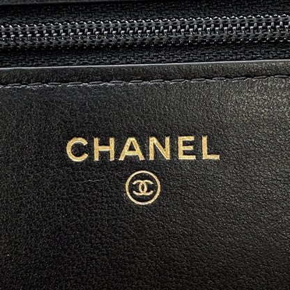 CHANEL Pearl Chain Wallet BlackAP2579 Lambskin