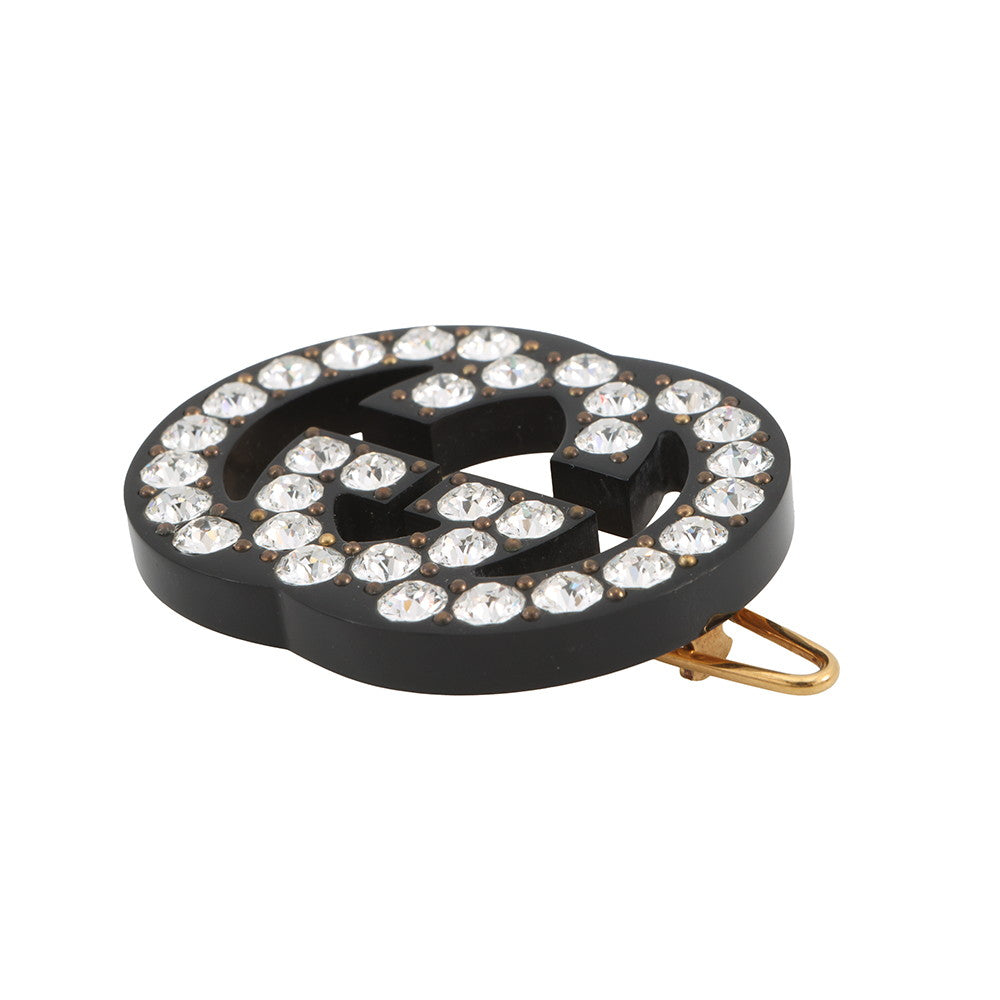 GUCCI logo hair clip Black627917 Plastic Rhinestone