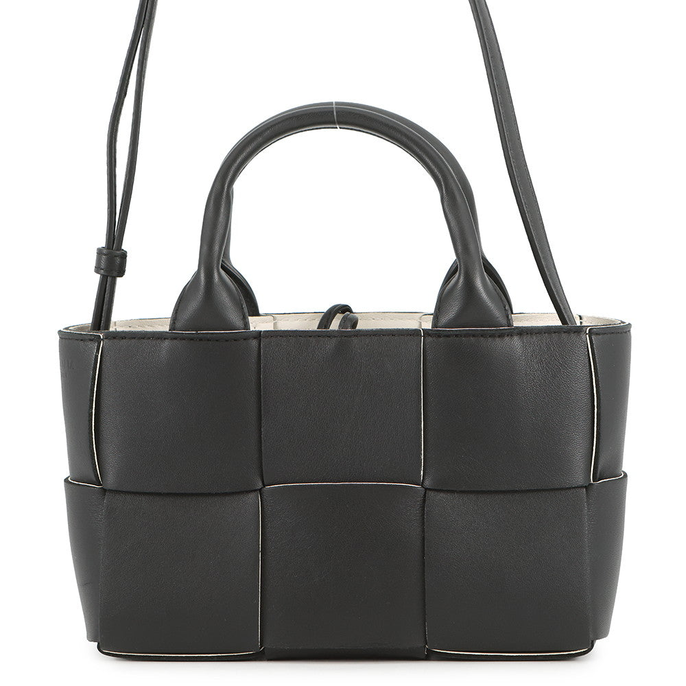 Bottega Veneta Maxi INTRECCIATO Candy Alco Tote Black/White729029 Leather