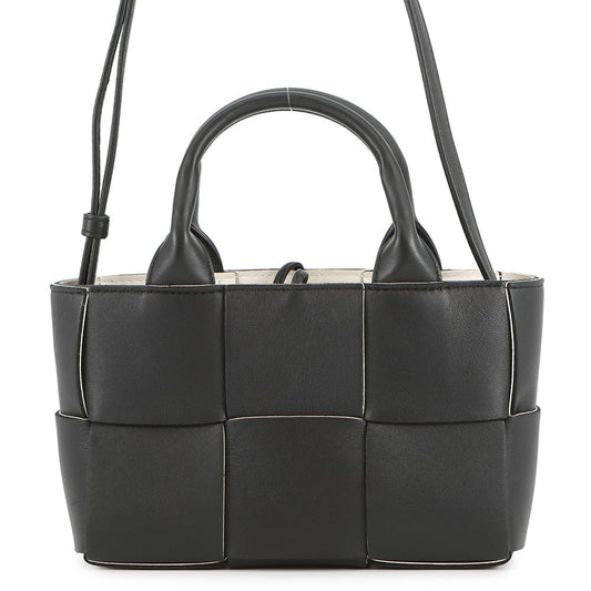 Bottega Veneta Maxi INTRECCIATO Candy Alco Tote Black/White729029 Leather