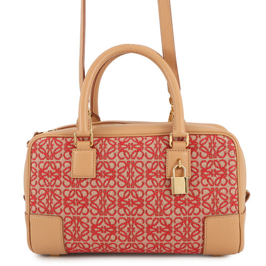 LOEWE Amazona Anagram Warm Desert/RedA039N07X03 Calf Leather Canvas Size 23