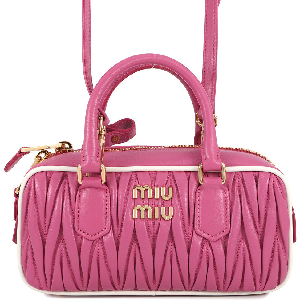 MIUMIU Arcadi Matelasse 2-way Bag Pink5BB142 Leather