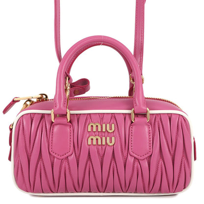 MIUMIU Arcadi Matelasse 2-way Bag Pink5BB142 Leather