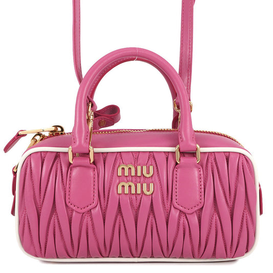 MIUMIU Arcadi Matelasse 2-way Bag Pink5BB142 Leather
