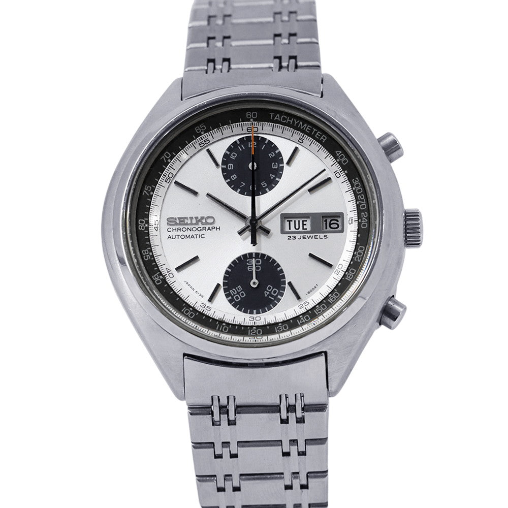 SEIKO Chronograph Baby Panda W42mm Stainless Steel Silver Dial6138-8001