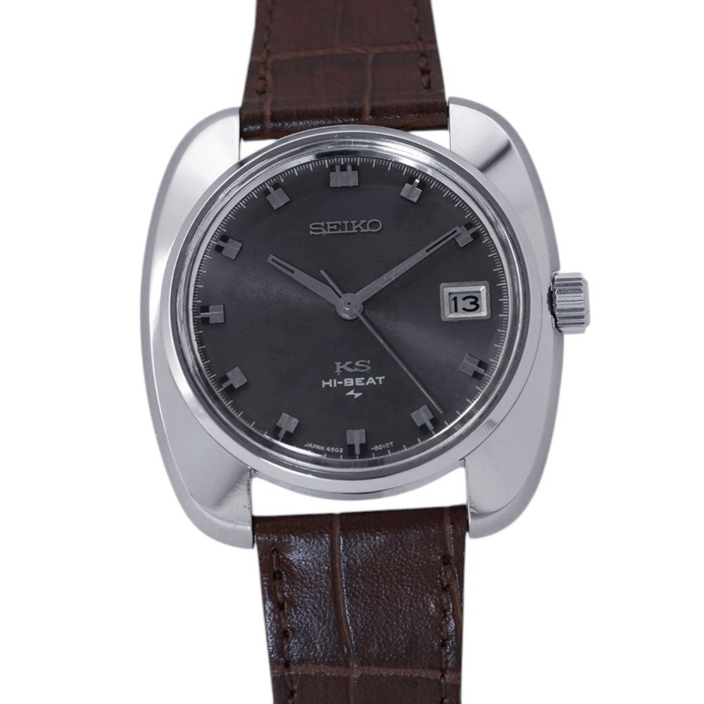 SEIKO King Seiko Hi-Beat W37mm Stainless Steel Leather Gray Dial4502-8000
