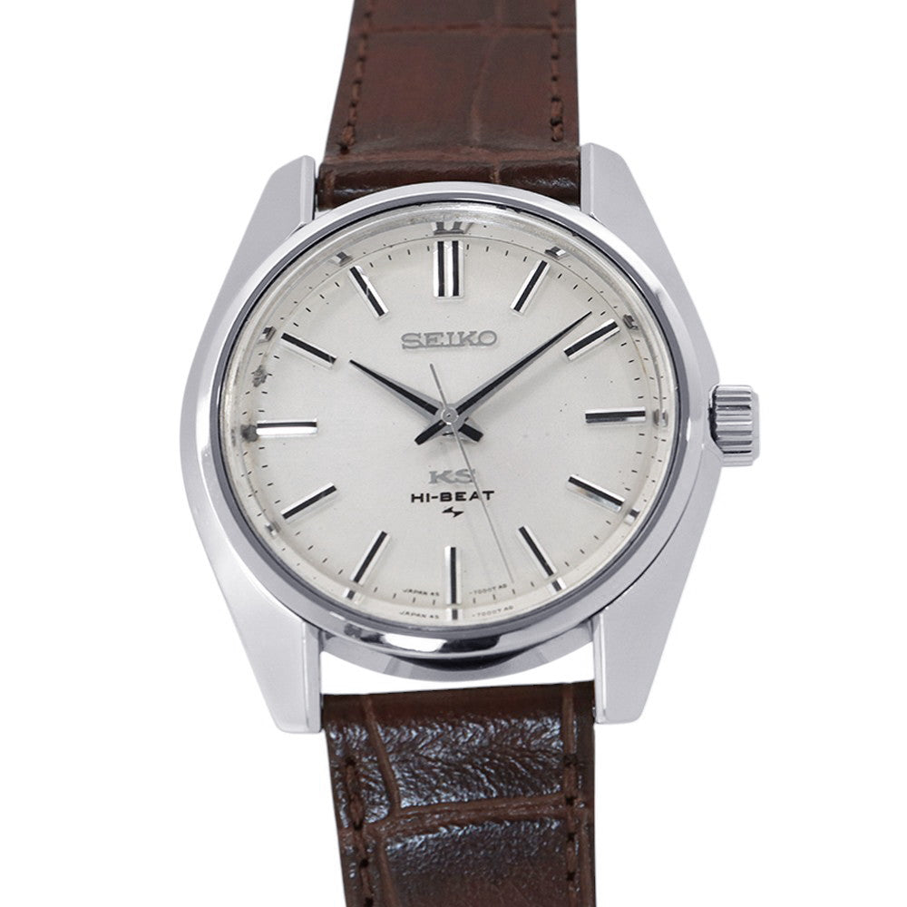 SEIKO King Seiko Hi-Beat W36mm Stainless Steel Leather Silver Dial45-7000