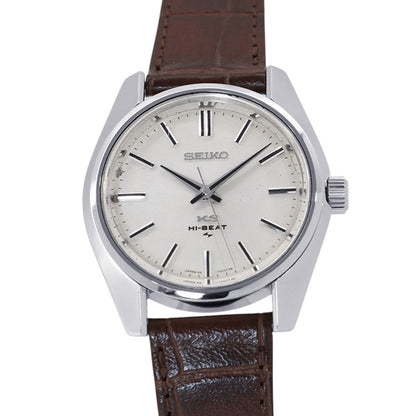 SEIKO King Seiko Hi-Beat W36mm Stainless Steel Leather Silver Dial45-7000