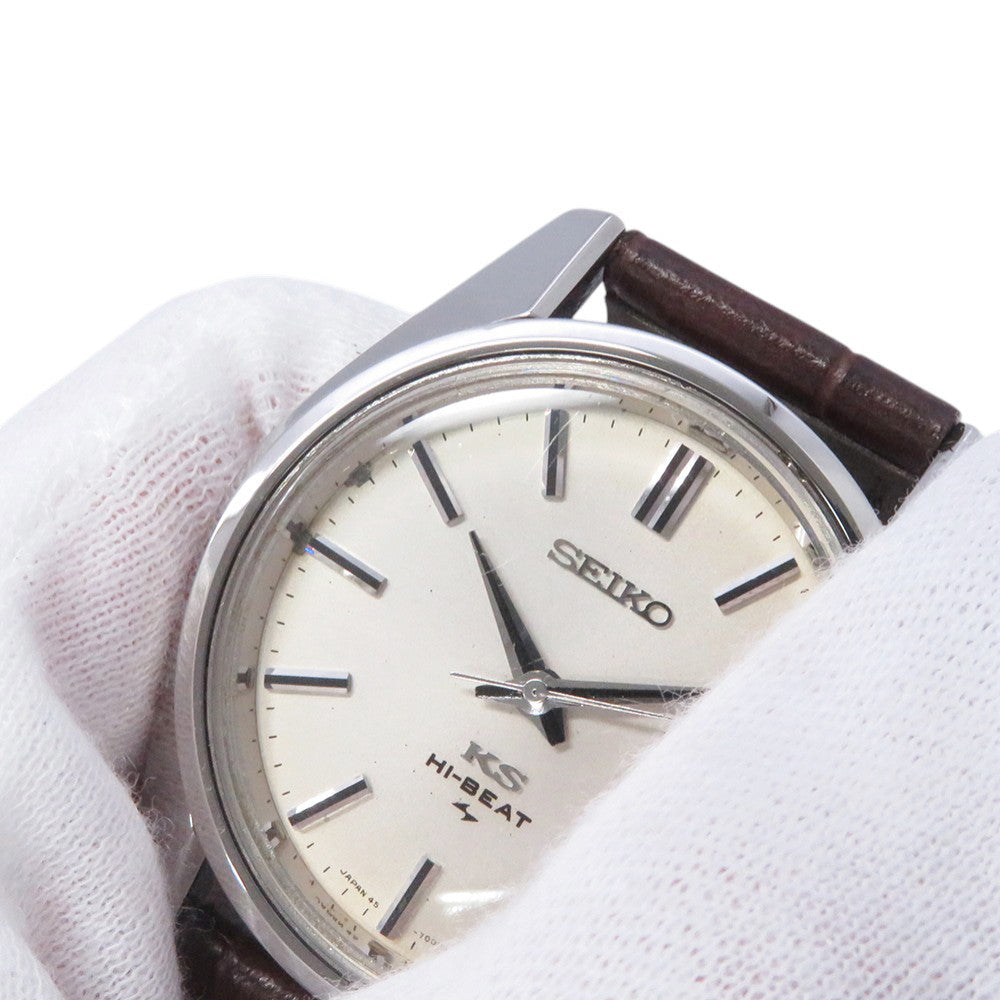 SEIKO King Seiko Hi-Beat W36mm Stainless Steel Leather Silver Dial45-7000