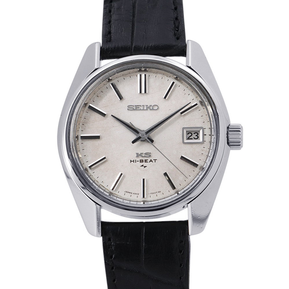SEIKO King Seiko Hi-Beat W36mm Stainless Steel Leather Silver Dial4502-7001