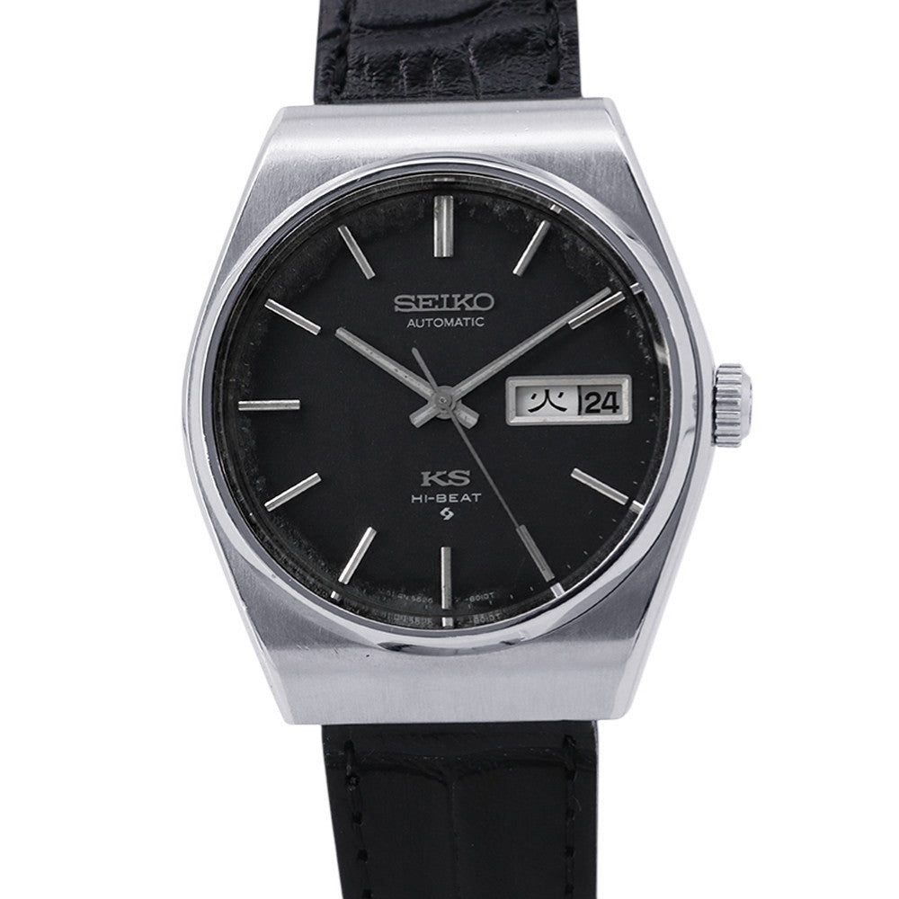 SEIKO King Seiko Hi-Beat W35mm Stainless Steel Leather Navy Dial5626-8011