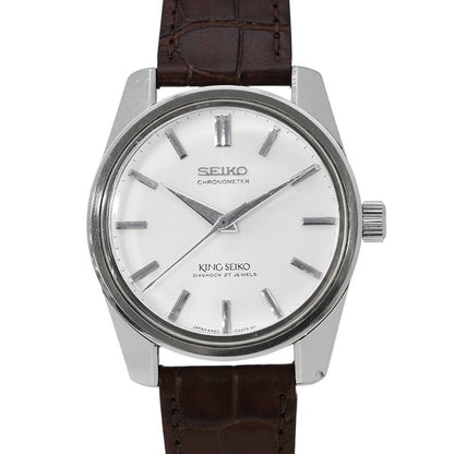 SEIKO King Seiko Chronometer W36mm Stainless Steel Leather Silver Dial4420-9990