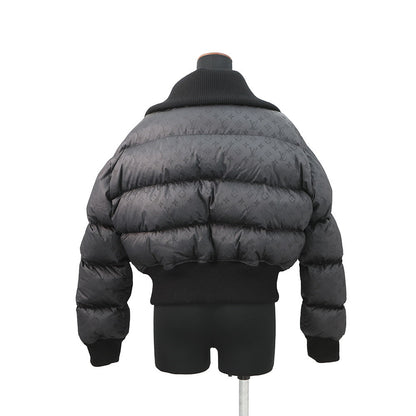 LOUIS VUITTON Cropped Monogram Puffer Jacket MonogramPattern/Short Length Size 38 Noir Nylon76% Polyurethane24%