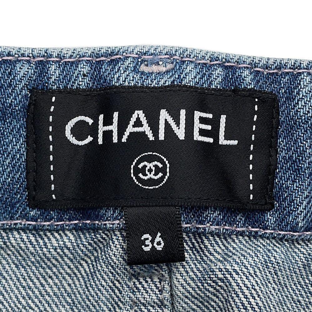 CHANEL DenimSkirt Size 36 BlueP79895 Denim