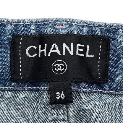 CHANEL DenimSkirt Size 36 BlueP79895 Denim