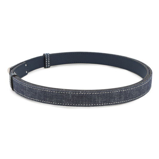 HERMES Belt Kelly Jean Blue Indigo/White/Blue Navy Denim Epsom Size 18