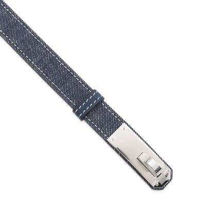 HERMES Belt Kelly Jean Blue Indigo/White/Blue Navy Denim Epsom Size 18