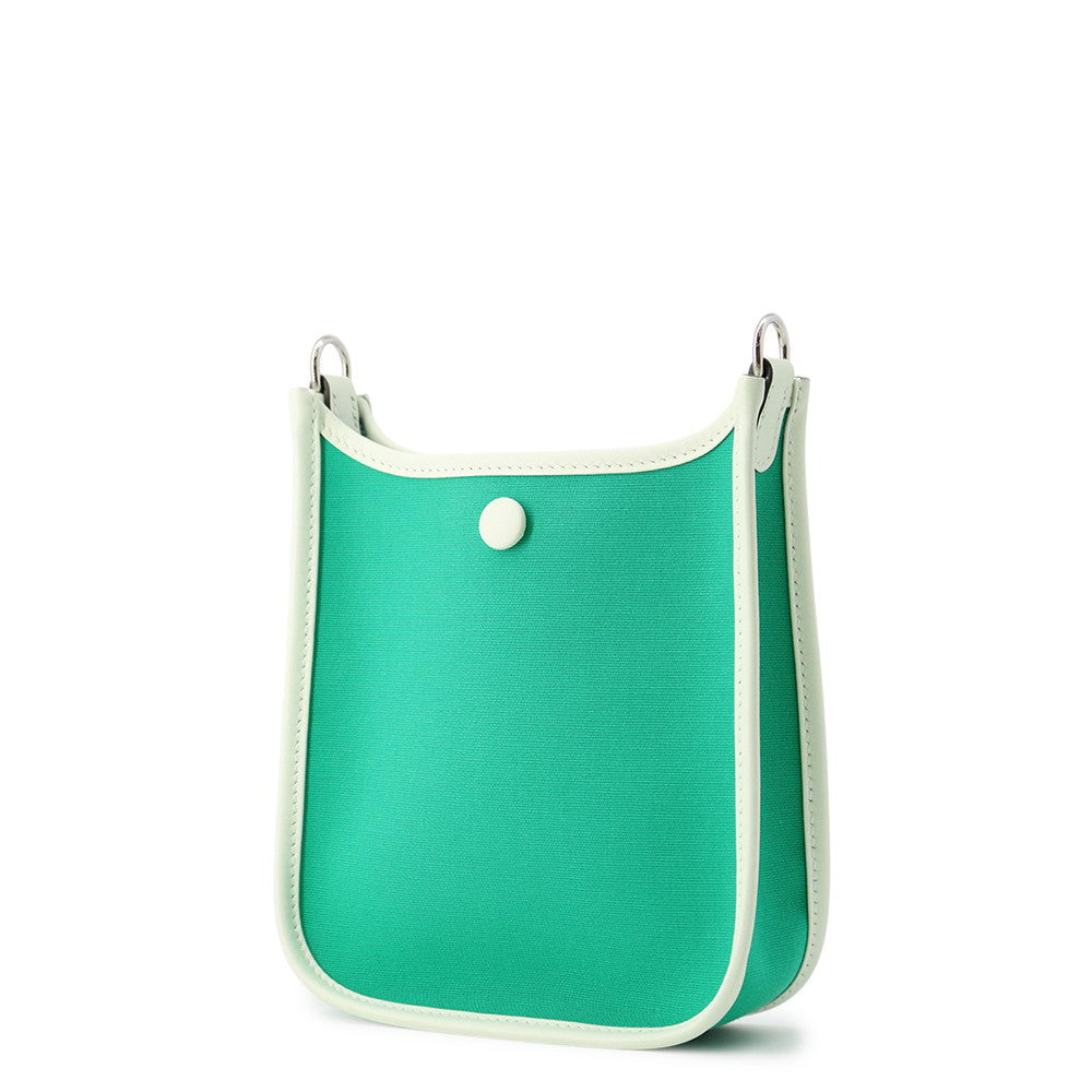 HERMES Neo Evelyne Menthe/Blue Azteque/Vert Fizz Toile Officier Swift Leather Size TPM