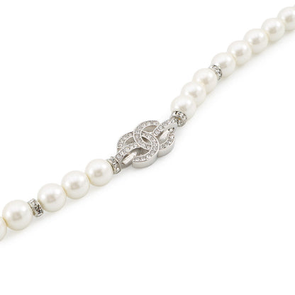 CHANEL CC Logo Bracelet SilverABF724 Metal Rhinestone Faux Pearl