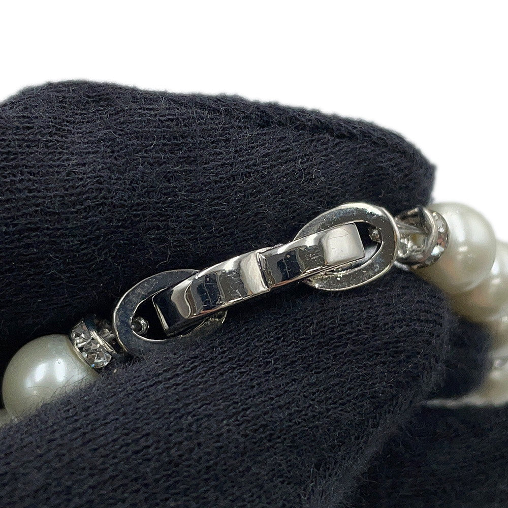 CHANEL CC Logo Bracelet SilverABF724 Metal Rhinestone Faux Pearl