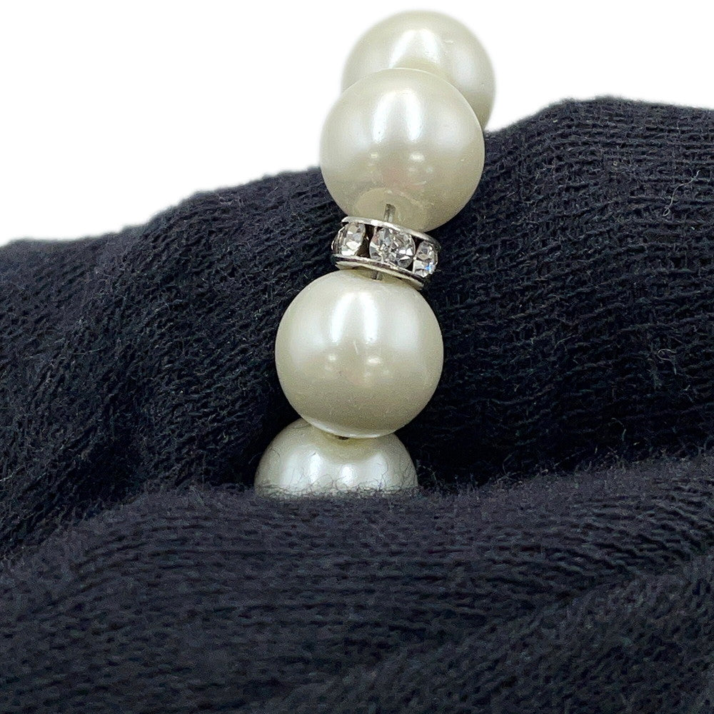 CHANEL CC Logo Bracelet SilverABF724 Metal Rhinestone Faux Pearl
