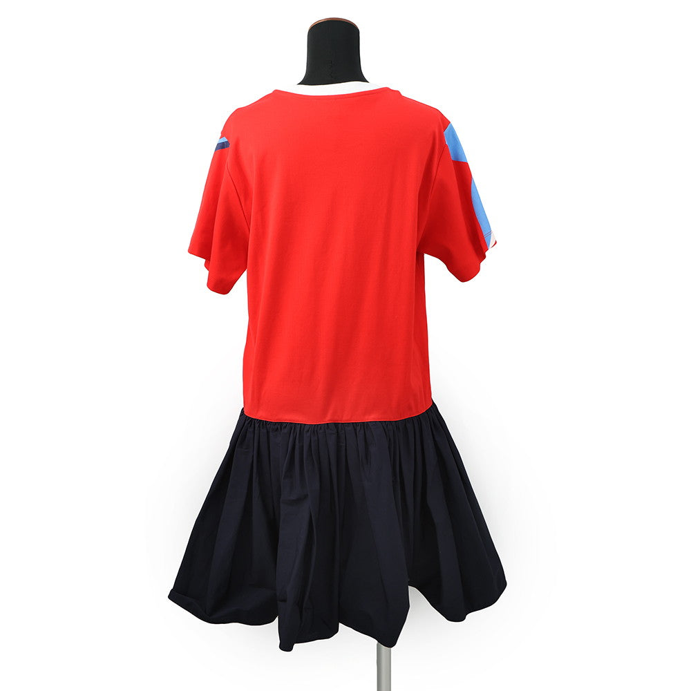 LOUIS VUITTON Game On Asymmetrical Baby Doll Dress Size S Red/Navy/Multicolor Cotton Nylon Polyurethane