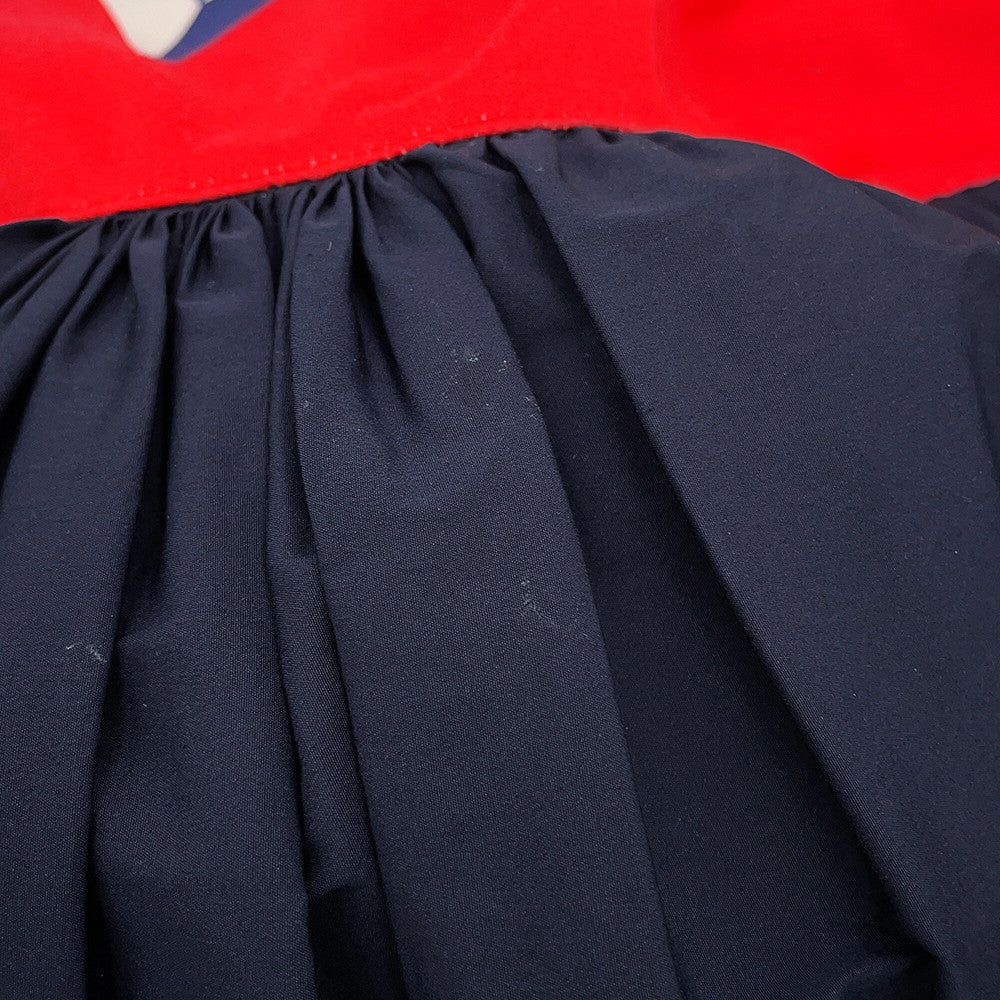 LOUIS VUITTON Game On Asymmetrical Baby Doll Dress Size S Red/Navy/Multicolor Cotton Nylon Polyurethane