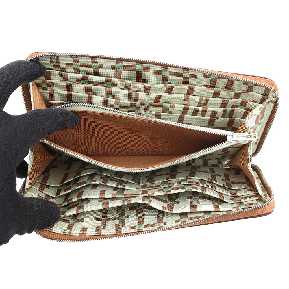 HERMES Azap Long silk in Gold Epsom