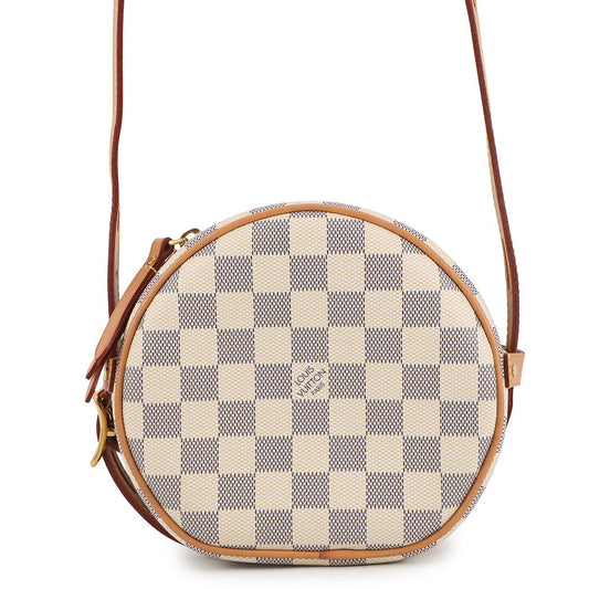 LOUIS VUITTON Boite Chapeau Souple BeigeN40333 Damier Azur Size PM