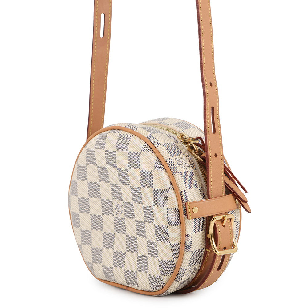 LOUIS VUITTON Boite Chapeau Souple BeigeN40333 Damier Azur Size PM