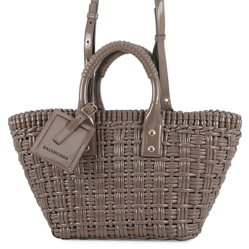 BALENCIAGA Bistro basket Greige671342 Patent Leather Size XS