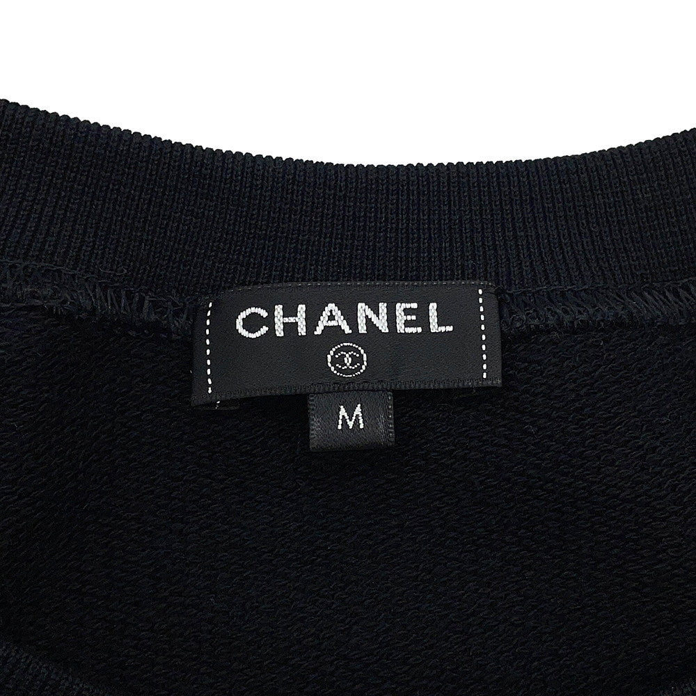 CHANEL Komark Knitted Fabric Size M Black/GoldP57840 Cotton100%