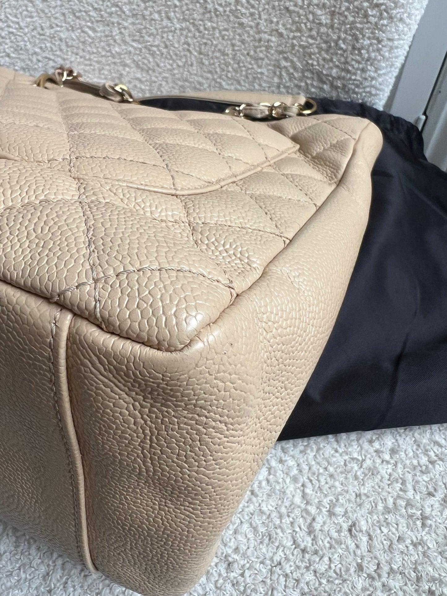 Chanel Beige Caviar Grand Shopper Tote gold hardware (GST)